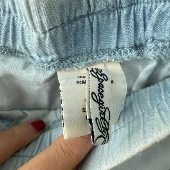 Light Blue Jean Shorts with Lace Trim - Picture 2 of 4